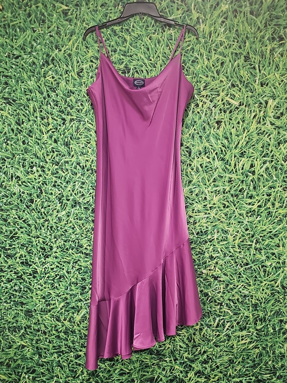 Sleeveless Asymmetrical Slip Dress in Plum